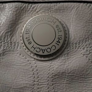 Coach Pebbled Leather Pocketbook.Off white 10”Hx14”Lx5”W.Gold Hardware.Clean